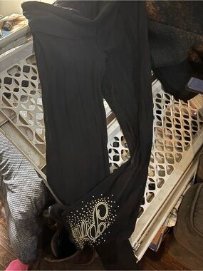 PINK Victoria's Secret Black Leggings with Rhinestone Logo